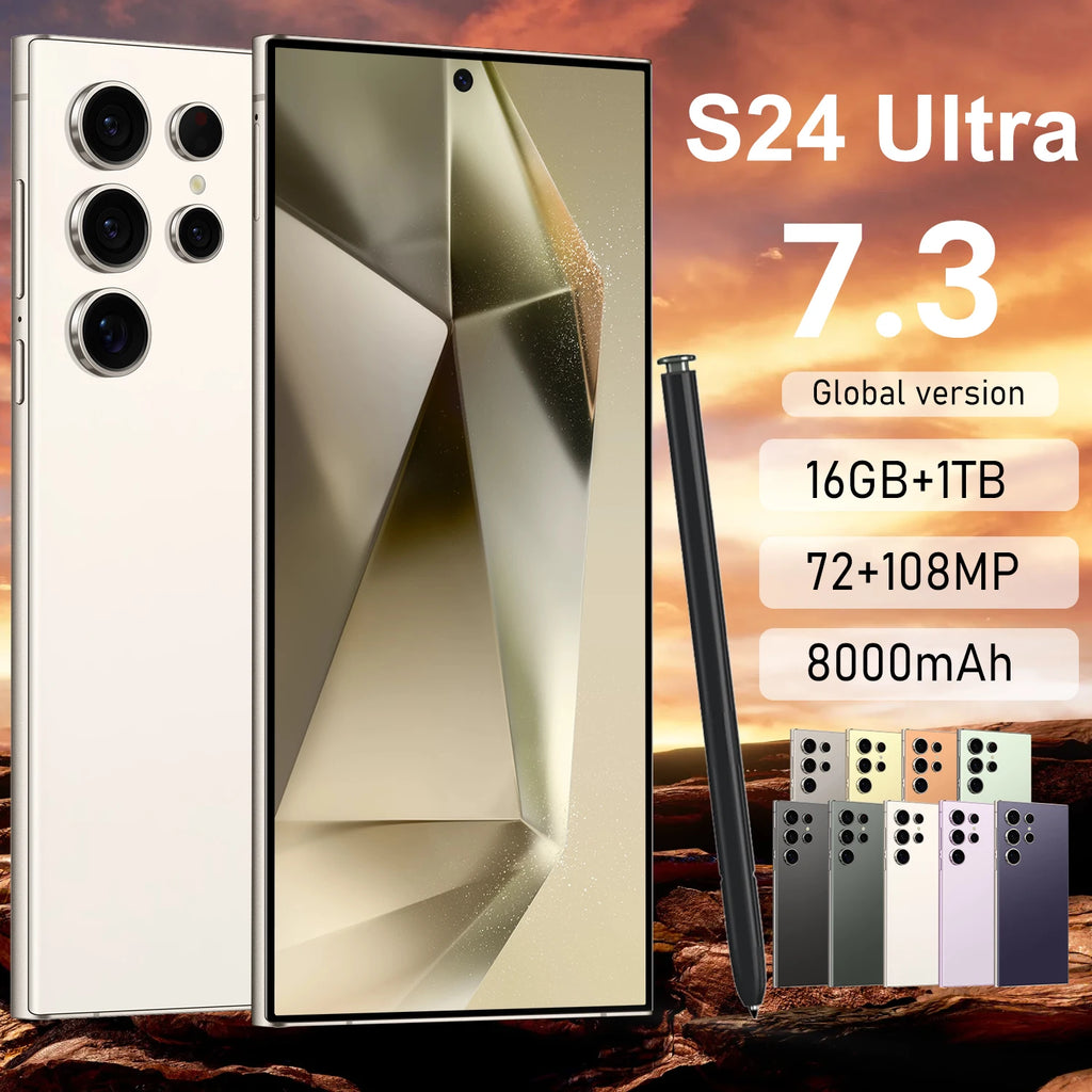S24 ULTRA 5G Phone 7.3 Screen Dual Sim Card 512GB ROM for Gaming Daily Use Smart Cell Phone 8GB RAM Low Price