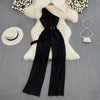 One Size Summer Fashion Slim Fit Slant Neck Sleeveless Jumpsuit High Waisted Straight Leg Wide Leg Pants Jumpsuit