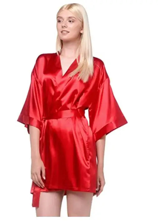 Summer Champagne Chinese Bride Wedding Robe Satin Sleepwear Women Nightgown Sexy Nightdress Lady Kimono Bathrobe Gown Negligee