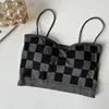 Women Summer Shoulder Vest Plaid Strap Tops Short Style Clothes Ladies Bra Seamless Crop Tops Casual Vest