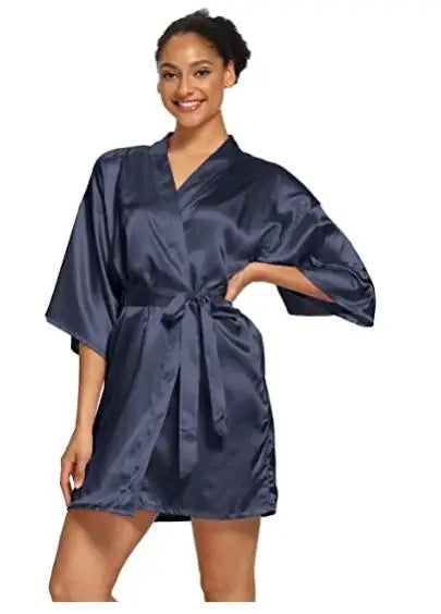 Summer Champagne Chinese Bride Wedding Robe Satin Sleepwear Women Nightgown Sexy Nightdress Lady Kimono Bathrobe Gown Negligee