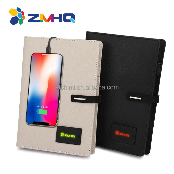 Smart Diary for Advertising Promotion Giveaway Customized Led Company Government Logo Notebook with Power Bank