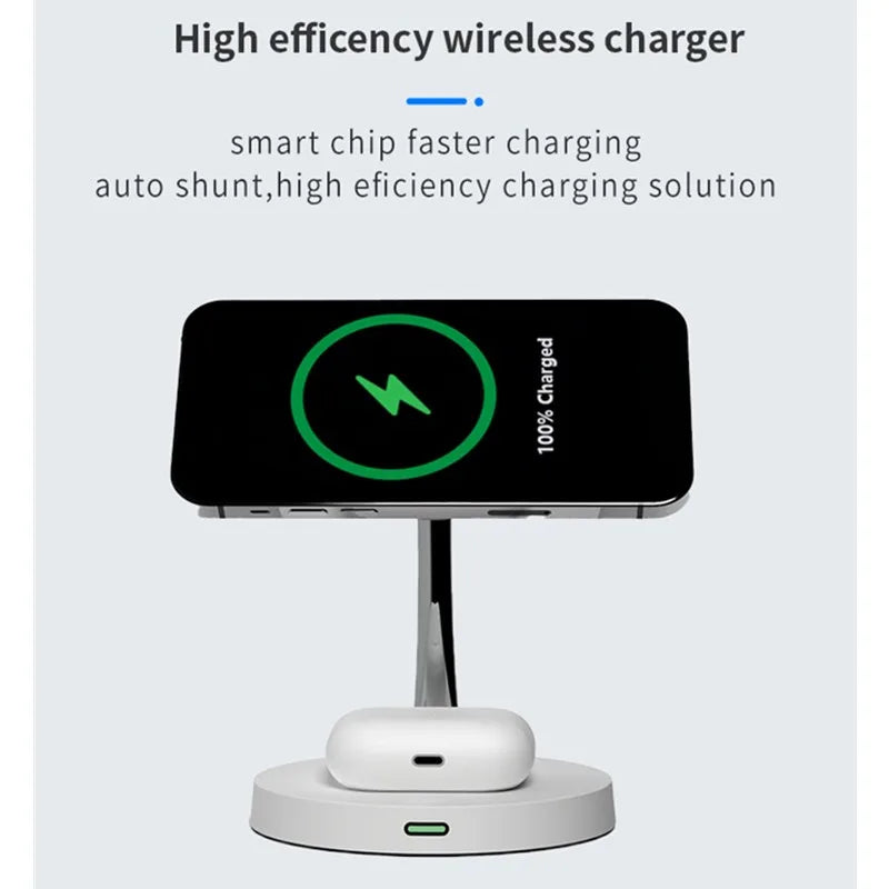 Luxury Items 15W Fast Charger Strong Magnetic Bracket Phone Holder 2 in 1 Wireless Charger for iPhone 16 Pro Max Custom Logo