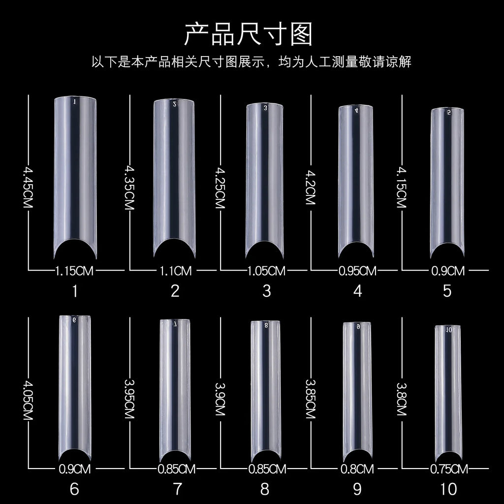 XXL Long Straight Square Shape Tips for Acrylic False Nail with Box Extra Long XL C Curve Tips Half Cover Nail Tip Manicure Tool