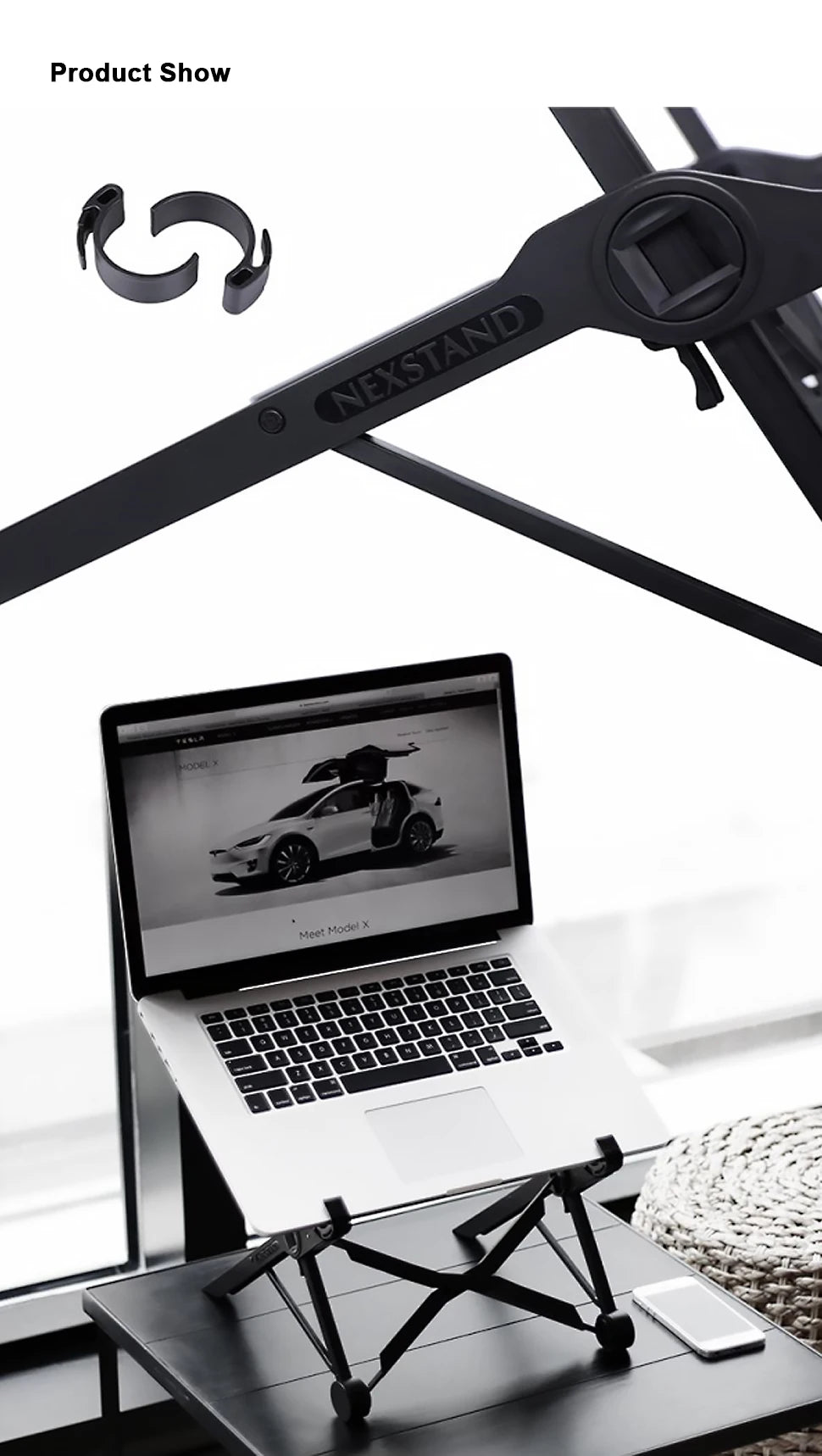 NEXSTAND K2 Laptop Stand Folding Portable Laptop Stand Viewing Angle Height Adjustable Bracket Laptop Accessories Notebook Stand