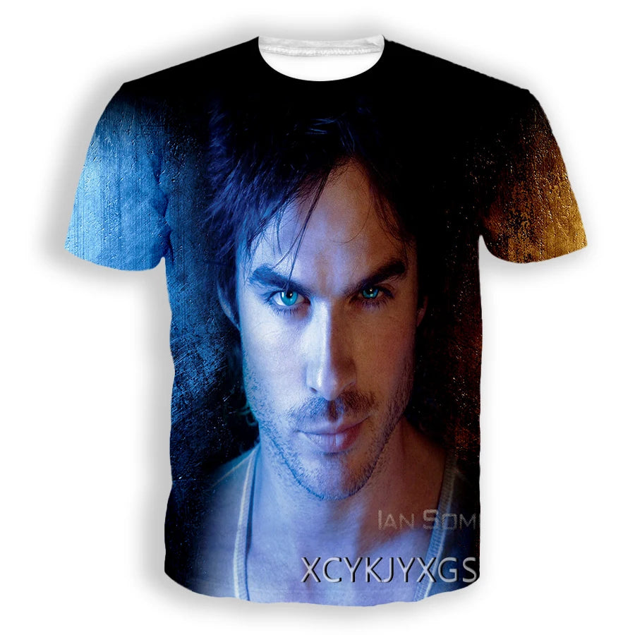 Men/Women TV The Vampire Diaries 3D Printed T-Shirt Damon Salvatore Short Sleeve Fashion T Shirt Sport Pullover Summer Tops 6XL