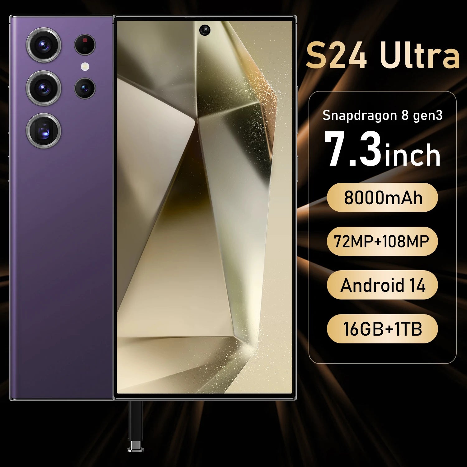 S24 Android 14 Smartphone Deca Core 108MP 4K Dual Long-Term Reliable Use 5 Years OS 4 Years Security Updates-in French Spanish