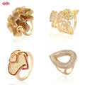 Adjustable a Set of Four Rings Copper Wedding Ring 18K Gold Plated Zirconia Claw Set Channel Set Geometric Fashion Jewelry Women