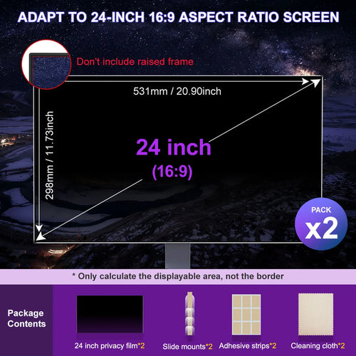 2-Pack 24 Inch Privacy Screen Protector for 16:9 Widescreen Desktop PC Monitor, Anti-Glare Anti Blue Light Screen Protector