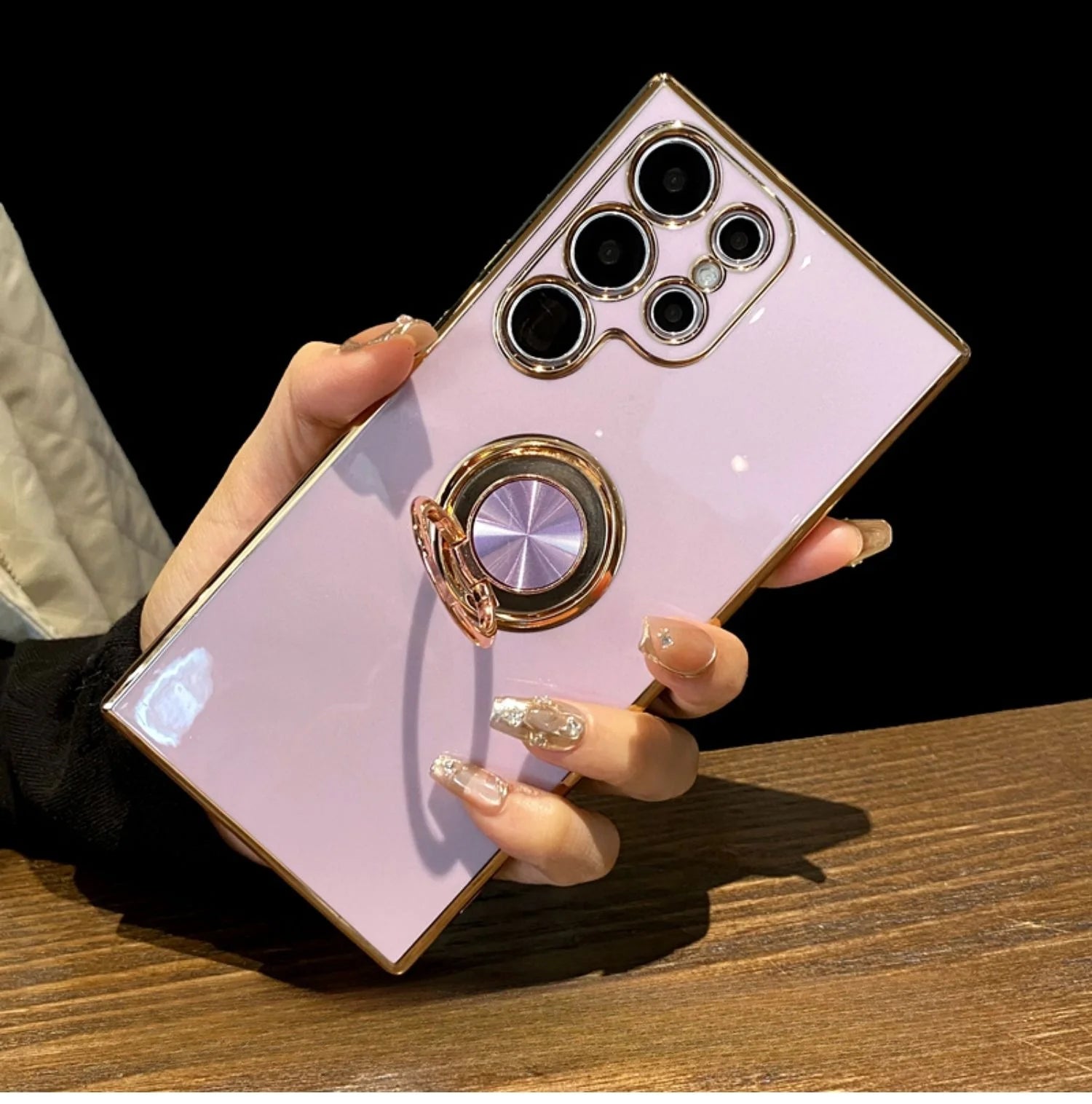 Removable Magnetic Mount Luxury TPU Electroplated Case For S24 Ultra KAOU Holster Included Laser Engraved Commercial