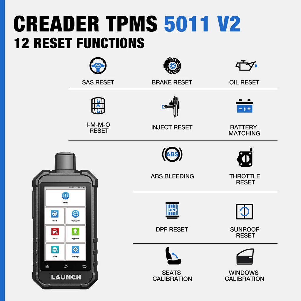 LAUNCH 2026 CRT5011 V2 Newest TPMS Relearn Tool OBD2 Scanner Code Reader Tire Pressure Activation Read/Program/Reset SDK