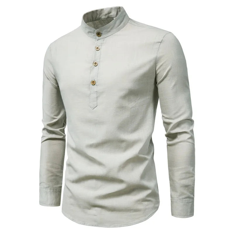 Men's Slim Fit Long Sleeve Cotton Polyester Shirt - Autumn Casual Business Blouse Top (Custom Logo Available)