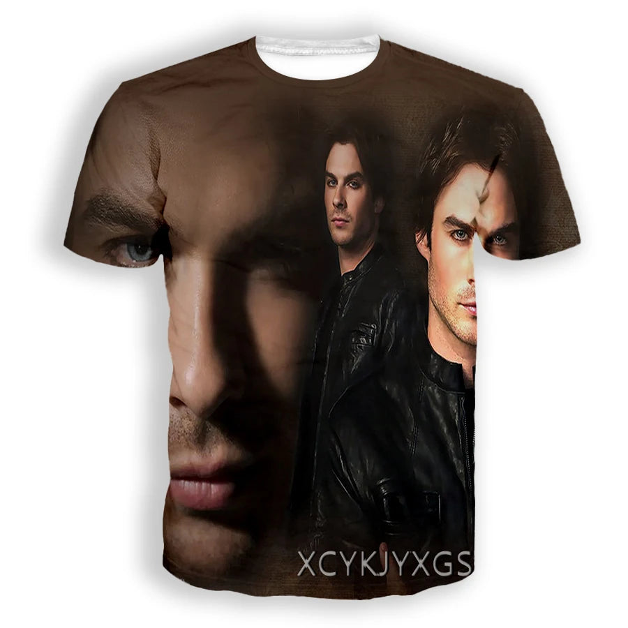 Men/Women TV The Vampire Diaries 3D Printed T-Shirt Damon Salvatore Short Sleeve Fashion T Shirt Sport Pullover Summer Tops 6XL