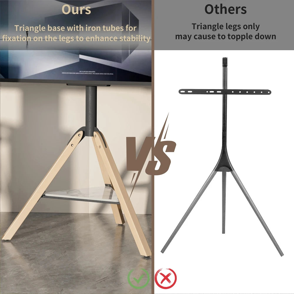 Universal Tripod Floor TV Stand for 40-75 Inch Swivel TV Mount Adjustable Height
