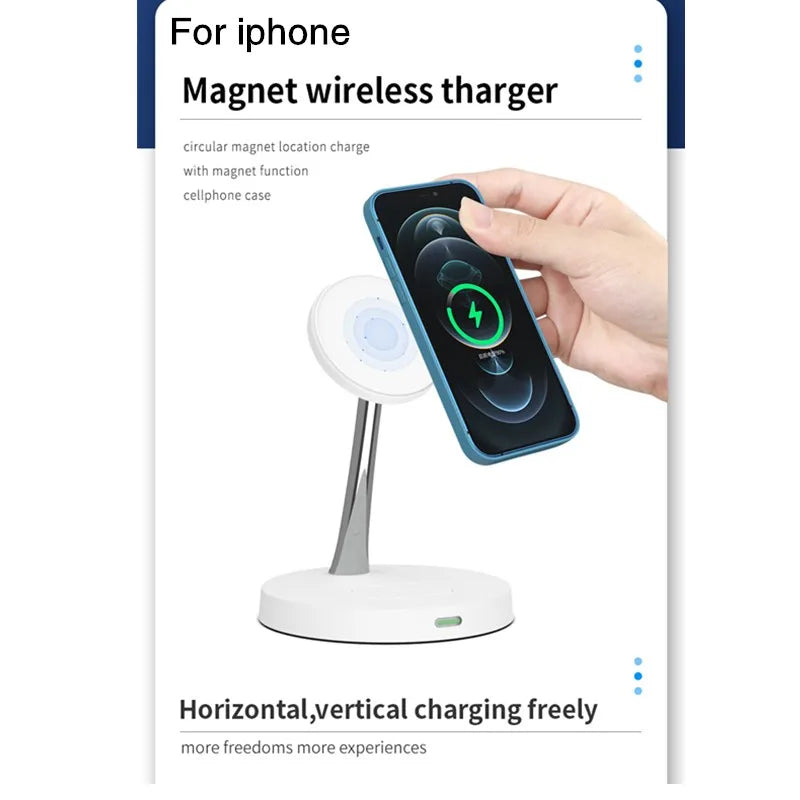 Luxury Items 15W Fast Charger Strong Magnetic Bracket Phone Holder 2 in 1 Wireless Charger for iPhone 16 Pro Max Custom Logo
