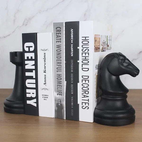 تماثيل سدادة كتب الشطرنج - ديكور أرفف كتب للمنزل والمكتب، هدية مثالية للعطلات