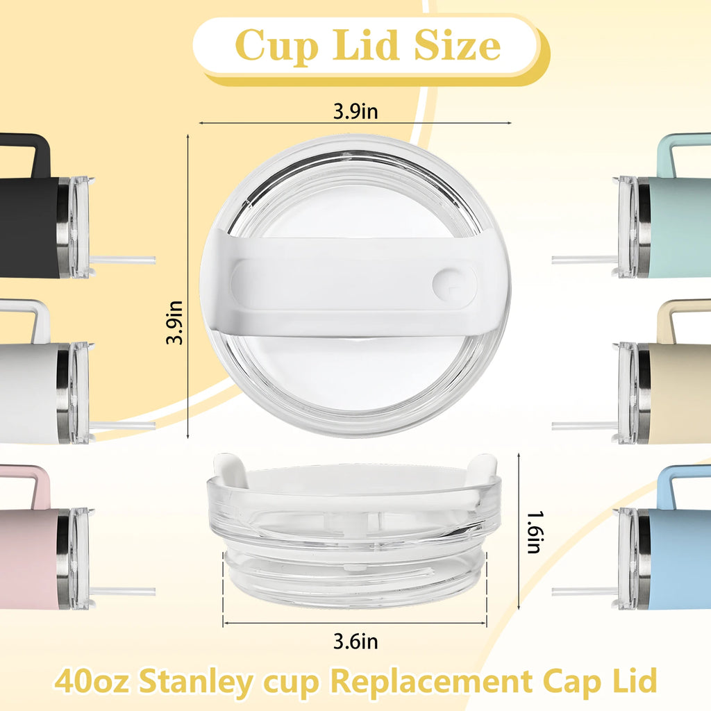 4 Pack Tumbler Lid Replacement for 40 oz Stanley Cup, Spill Proof Clear Replacement Lids Fit for Stanley Travel Tumbler
