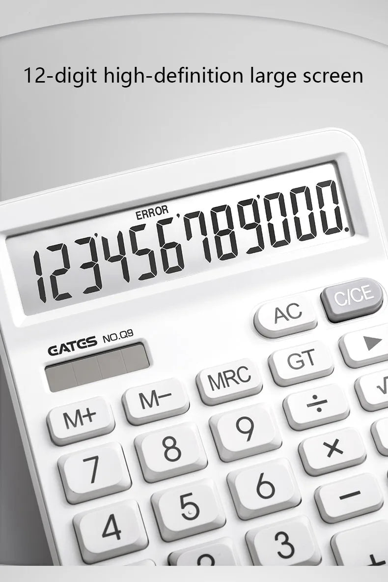 Simple Business Calculator 12-digit Display Large Screen Dual Power Supply Calculator Student Accounting Desktop Calculator