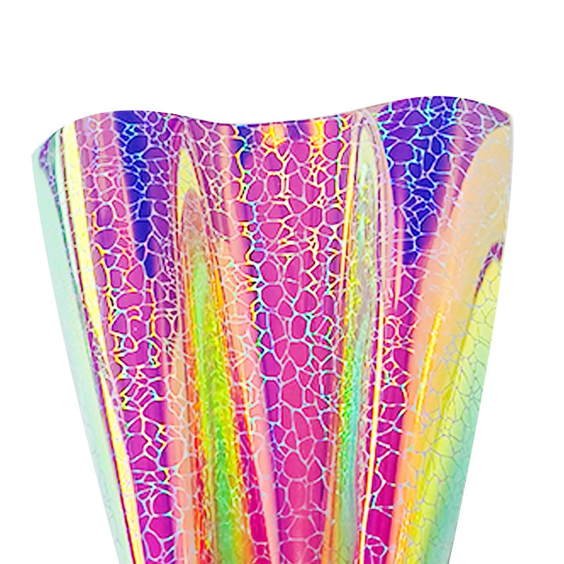 Holographic Crack Pattern Artificial Leather for DIY Luggage Bag Decoration Craft Project Overseas Warehouse Spot 30X135cm
