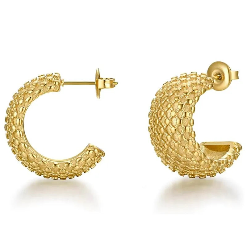 Golden 18K Solid Gold Trendy Hoop Earrings for Women with Pearl Detail-Everyday Wear Fine Jewelry