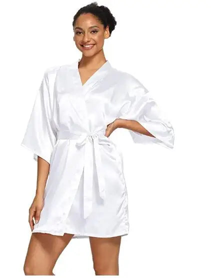 Summer Champagne Chinese Bride Wedding Robe Satin Sleepwear Women Nightgown Sexy Nightdress Lady Kimono Bathrobe Gown Negligee