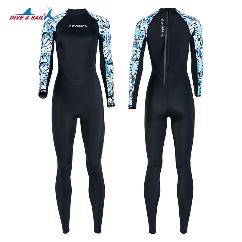 DIVE&SAIL Sunscreen Sublimation Women Full Body Back Zipper Rash Guard scuba Surfing Swimwear