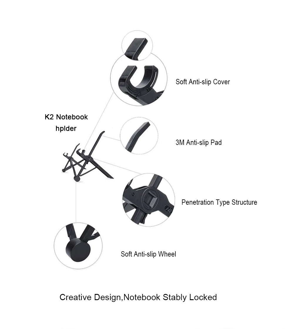 NEXSTAND K2 Laptop Stand Folding Portable Laptop Stand Viewing Angle Height Adjustable Bracket Laptop Accessories Notebook Stand