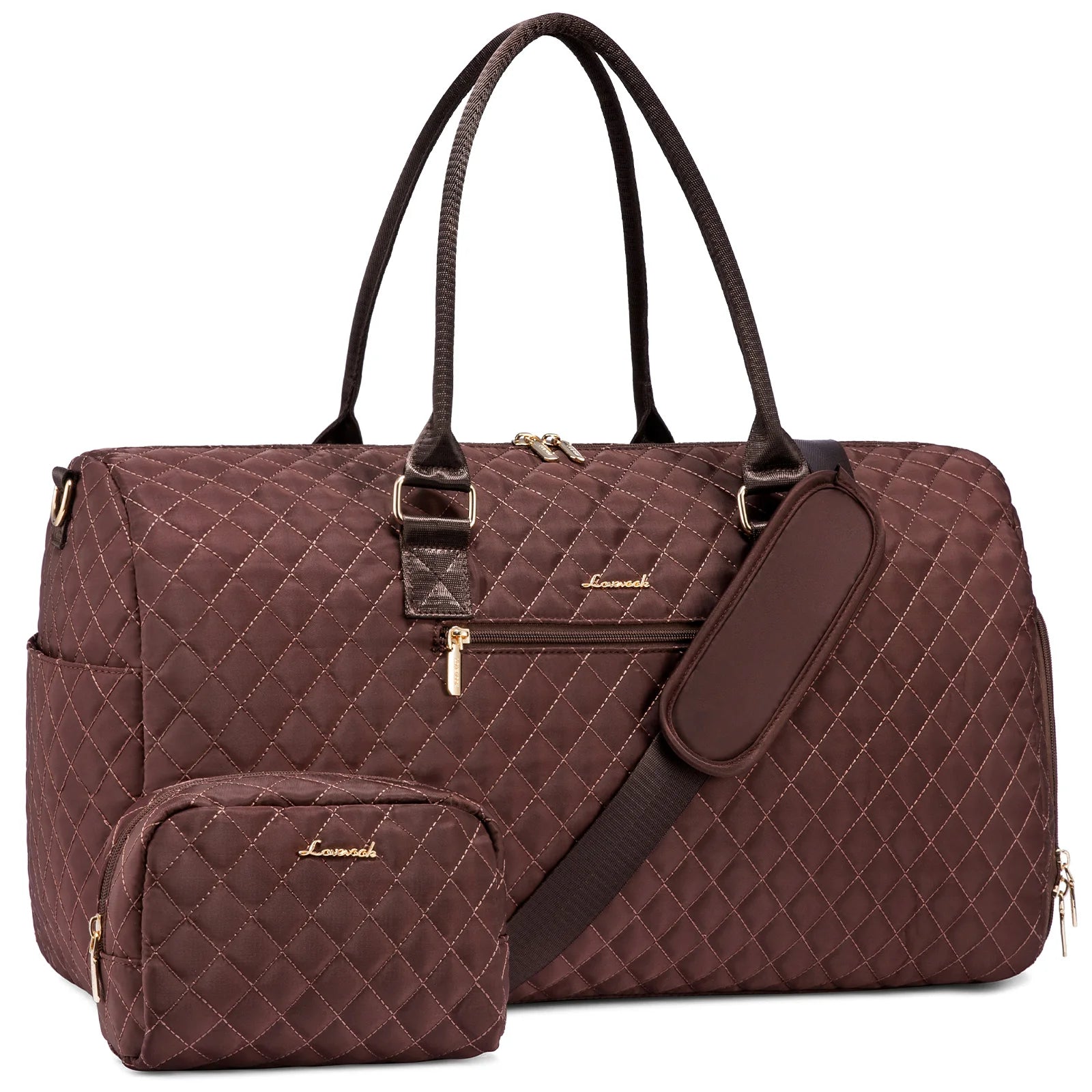 LOVEVOOK Fashion 2pc Gym Bag Travel Weekender Overnight Holdall Duffle Luggage With Shoes Compartment Women Overnight Duffle Bag