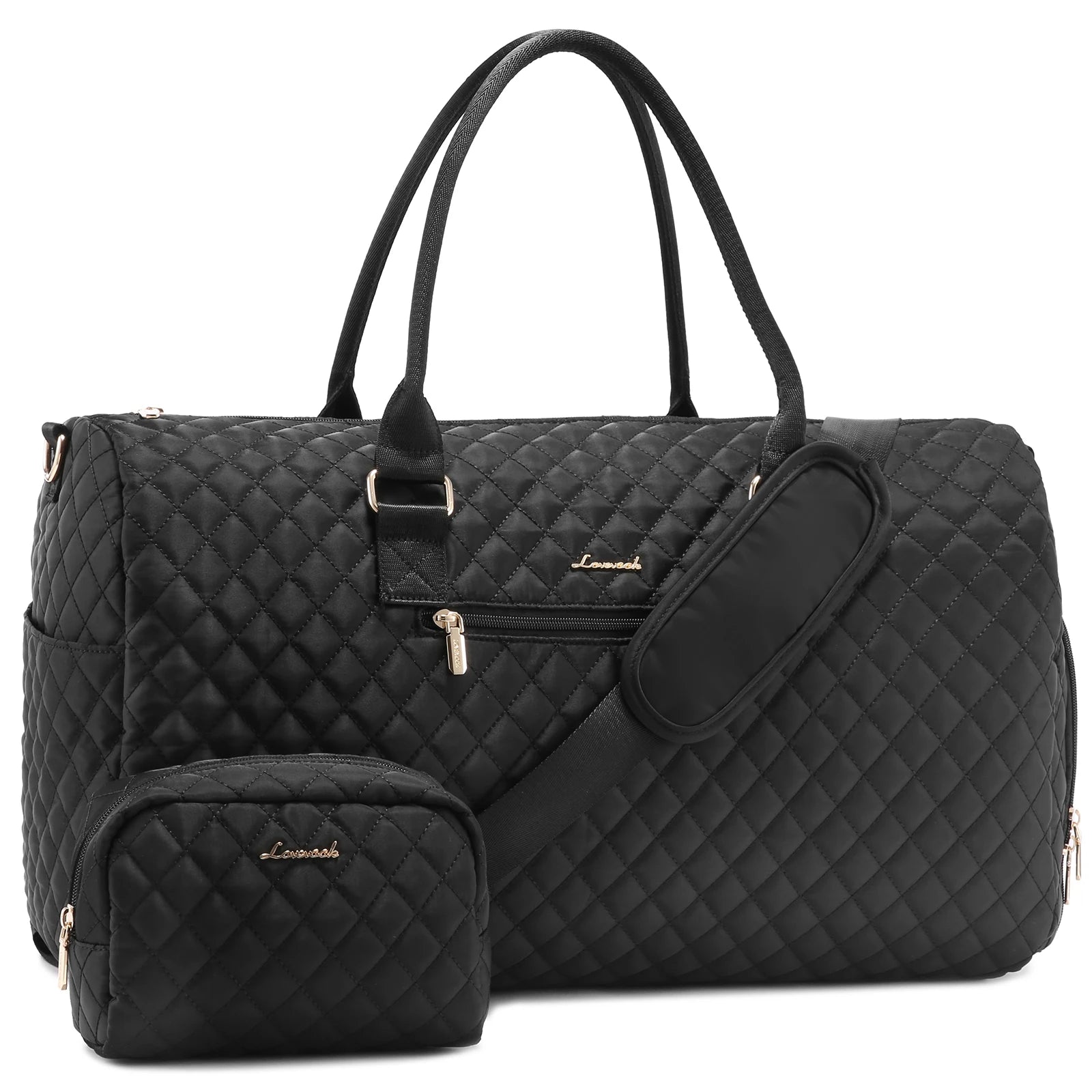 LOVEVOOK Fashion 2pc Gym Bag Travel Weekender Overnight Holdall Duffle Luggage With Shoes Compartment Women Overnight Duffle Bag