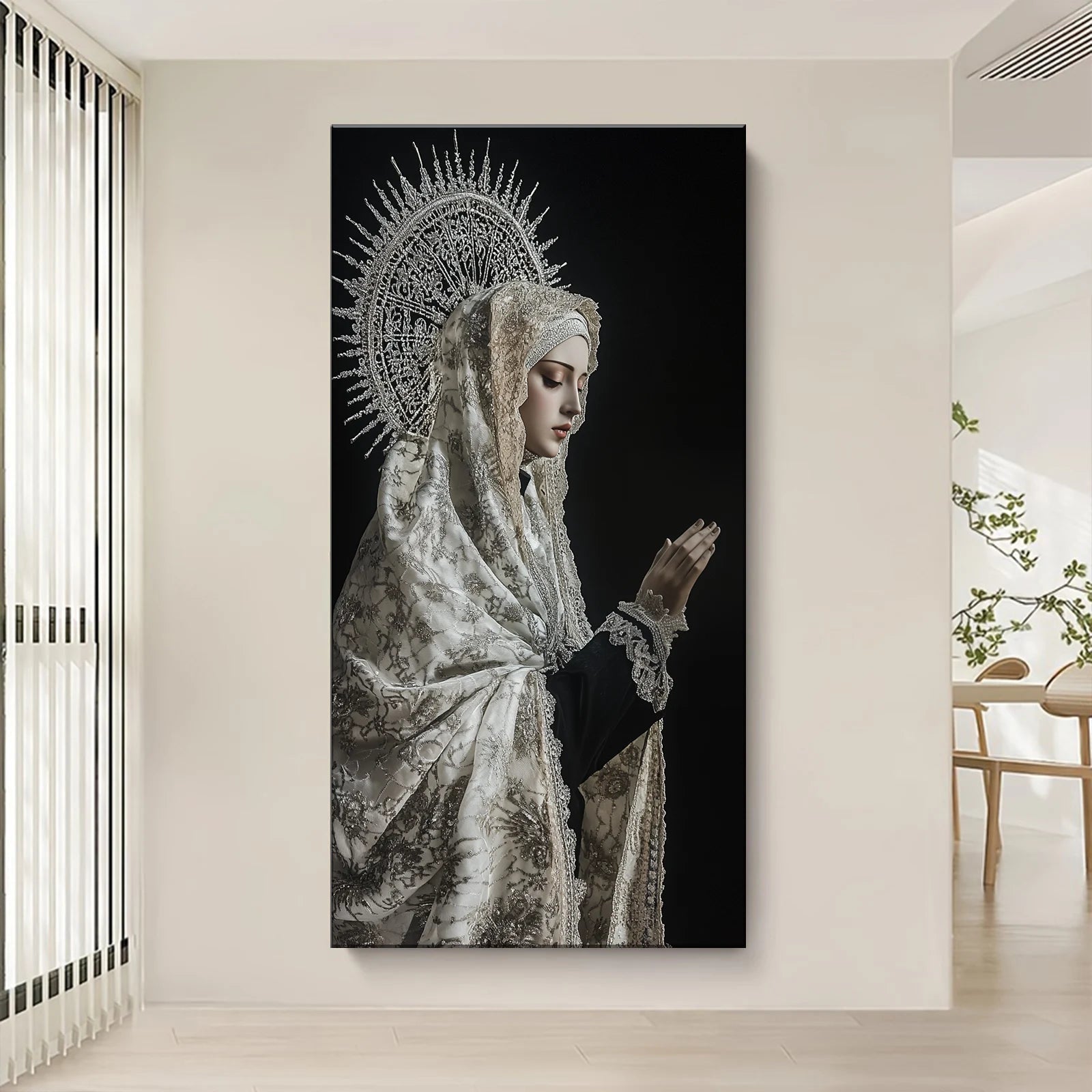 Religious Canvas: Vintage Madonna Inspired Printed Canvas Mural, Perfect for Living Room 1.5-Inch Thick Home Decoration