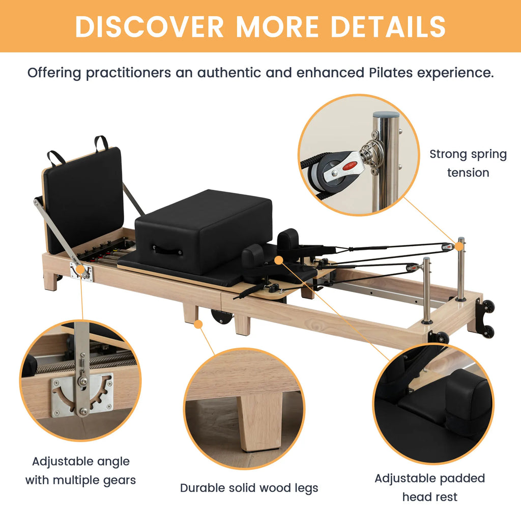 Usa Warehouse Local Stock Oak Foldable Studio Pilates Machine Pilates Equipment Home Professional Portable Pilates Reformers