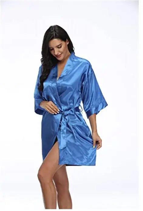 Summer Champagne Chinese Bride Wedding Robe Satin Sleepwear Women Nightgown Sexy Nightdress Lady Kimono Bathrobe Gown Negligee