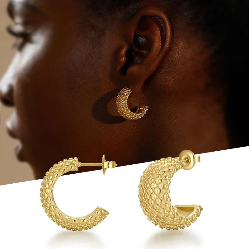 Golden 18K Solid Gold Trendy Hoop Earrings for Women with Pearl Detail-Everyday Wear Fine Jewelry