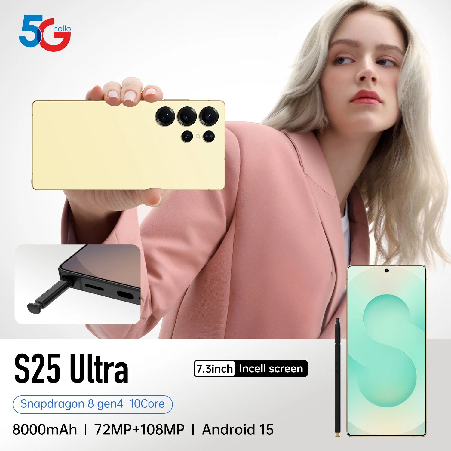 Free Shipping Hot Selling Original 5g S25 Ultra Smartphone With Deca Core Cpu 16gb Ram 108mp Rear Camera Dual Sim Hd Screen