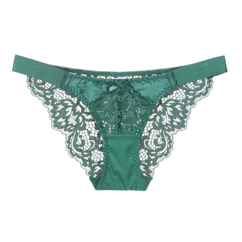 French Hollow Out Lace Triangle Cup Bra and Thong Set Underwear Wireless Thin Lined Women Sexy Lingerie New Arrivals