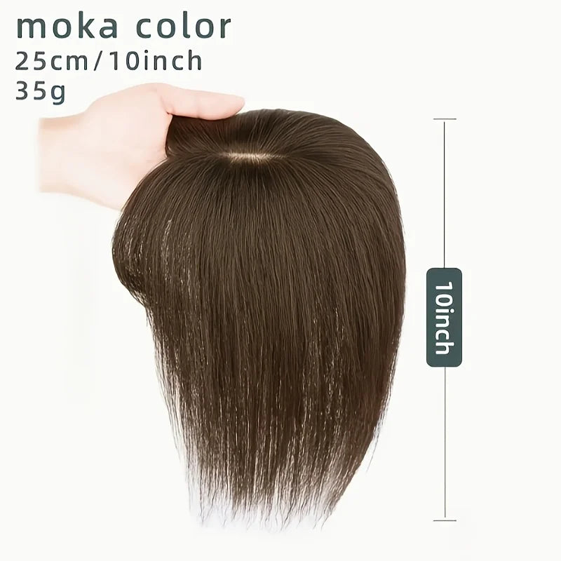 [Real Human Hair Topper] Real Human Hair Clip in Bangs Topper for Women | French Bangs Hair Piece for Thinning & Volume-Silvery