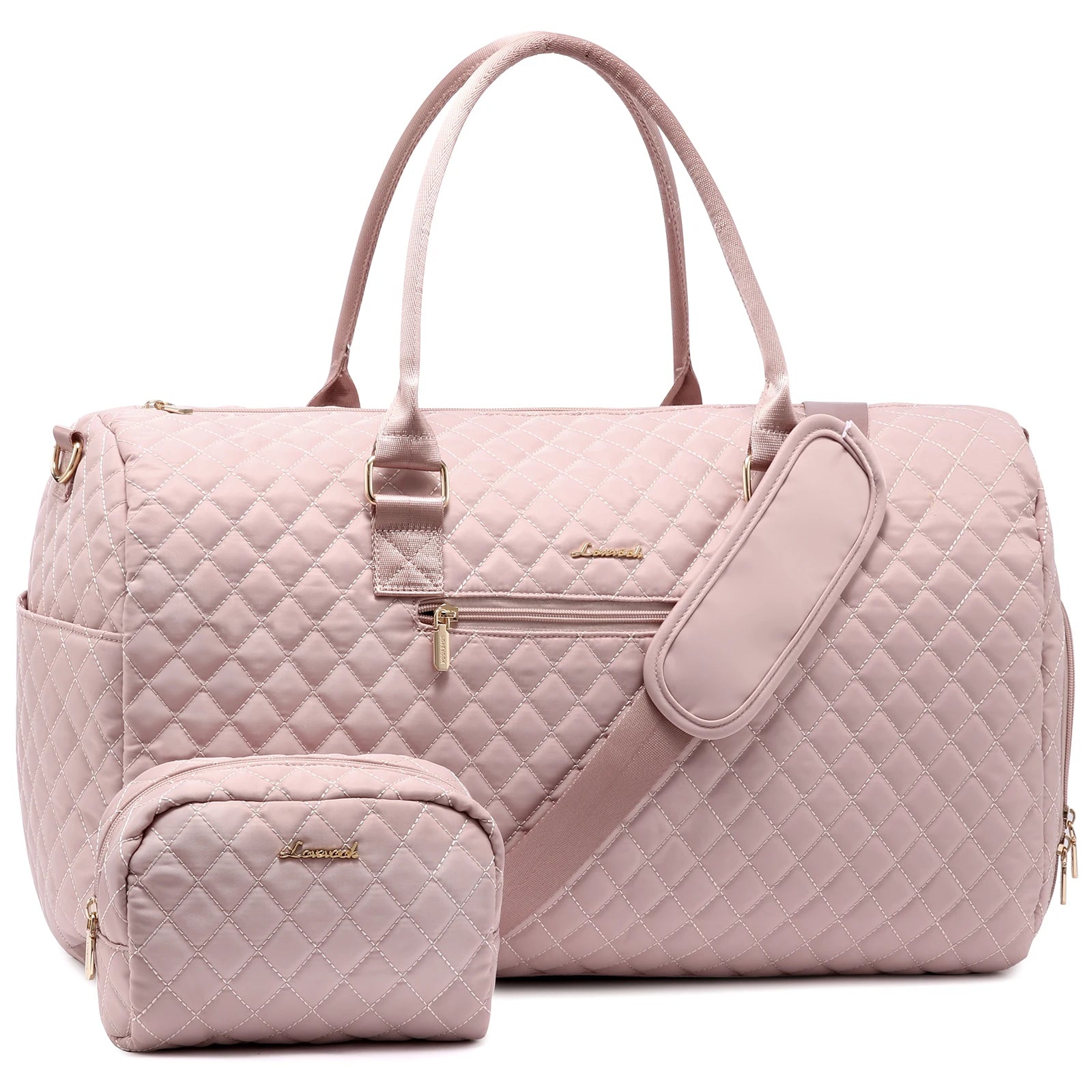 LOVEVOOK Fashion 2pc Gym Bag Travel Weekender Overnight Holdall Duffle Luggage With Shoes Compartment Women Overnight Duffle Bag