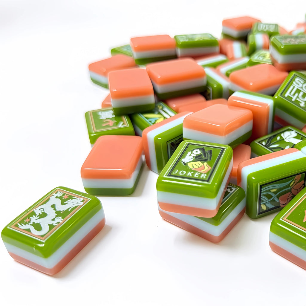 In Stock Beach Supplies New Mini Travel 4 Layer Engraved Acrylic Luxury 160 Artistic Green Set America Mahjong Tiles