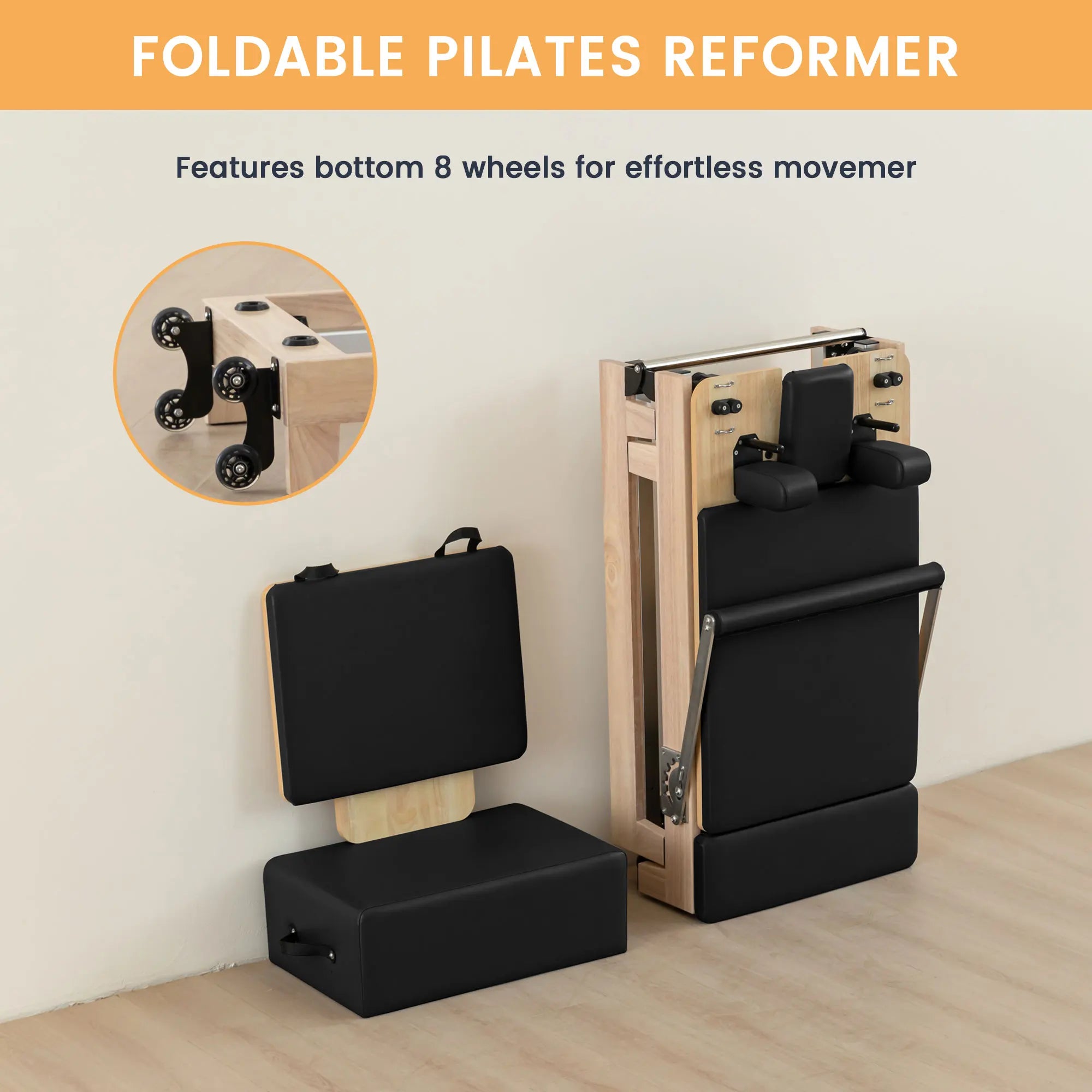 Usa Warehouse Local Stock Oak Foldable Studio Pilates Machine Pilates Equipment Home Professional Portable Pilates Reformers