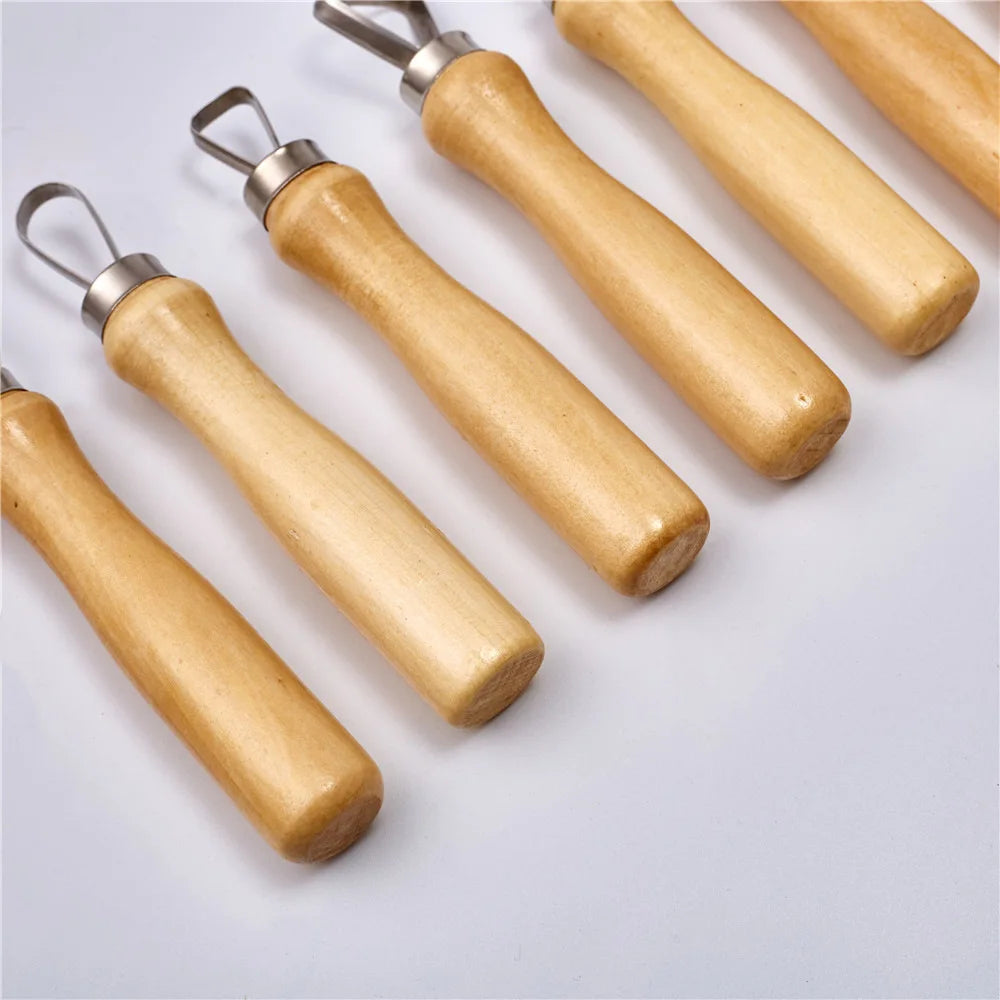 10Pcs Pottery Ceramics Tool Wood Pottery Clay Sculpture Big Loop Tool for Sculpture Studio