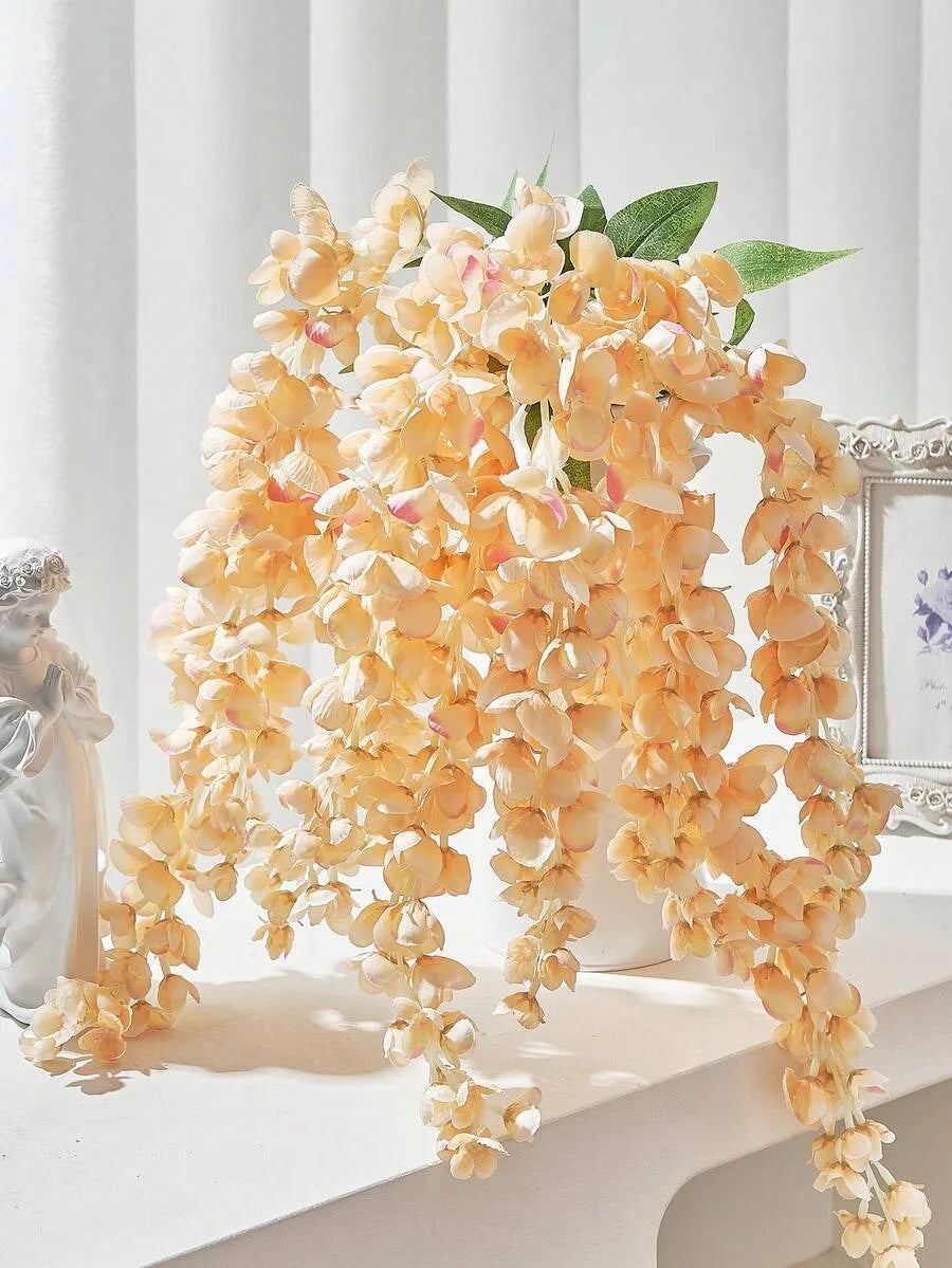 3pcs Artificial Wisteria Flower Silk Fake Wisteria Vine Plastic Hanging Flower for Home Garden Party Wedding Decor