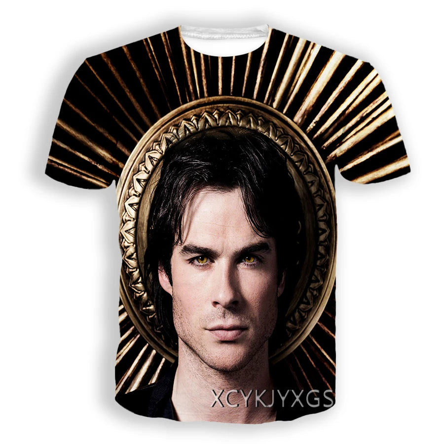 Men/Women TV The Vampire Diaries 3D Printed T-Shirt Damon Salvatore Short Sleeve Fashion T Shirt Sport Pullover Summer Tops 6XL