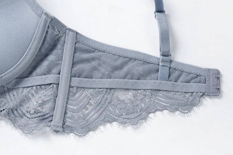 Eyelash Lace Bandage Thin Lined Bra and Panties Set Underwear with Push Up Women Intimates Sexy Beautiful Lingerie New Arrivals