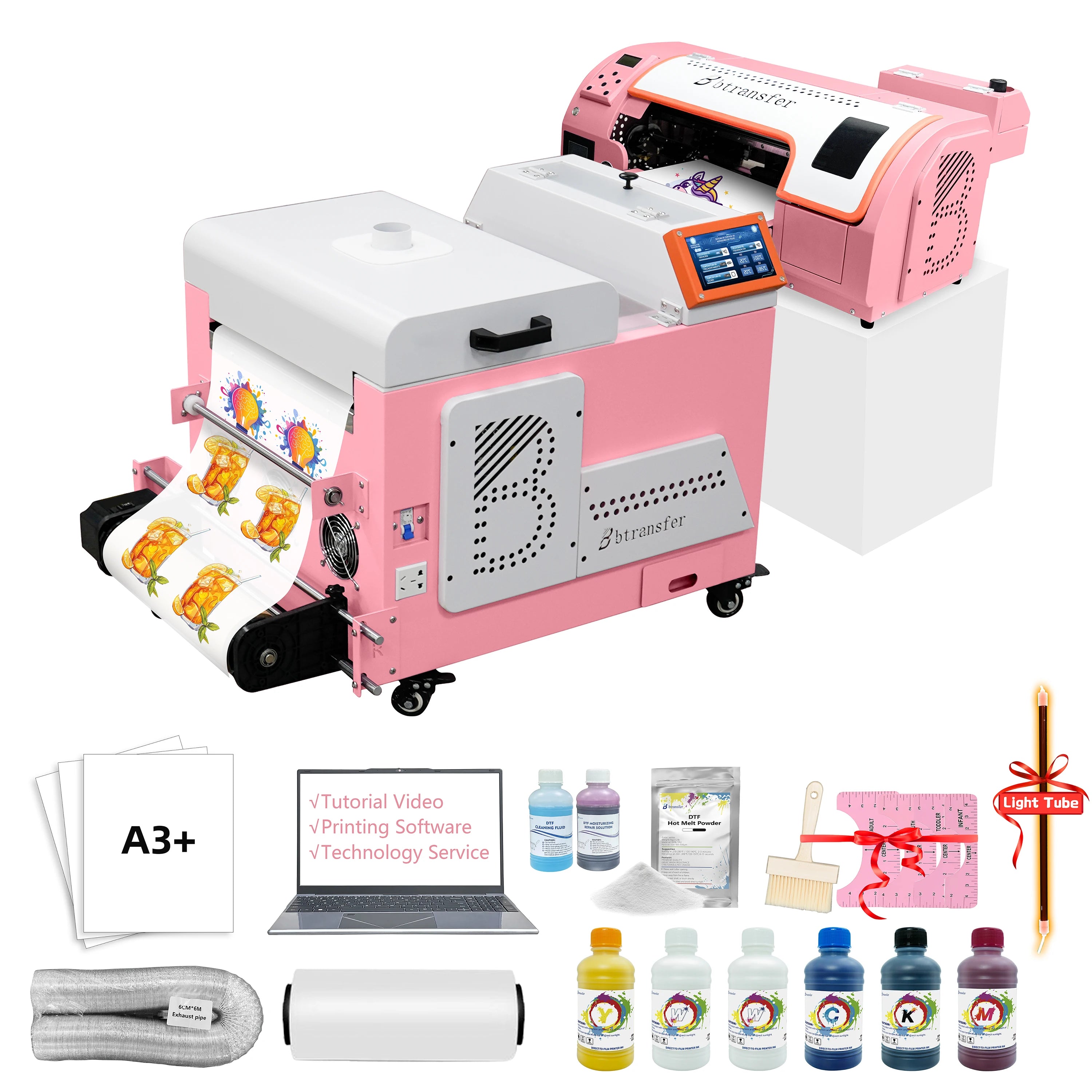 B Btransfer New Version Pink A3 DTF Printer 300mm  Smart Auto Film Printing System for Custom Clothing & Merchandise Production