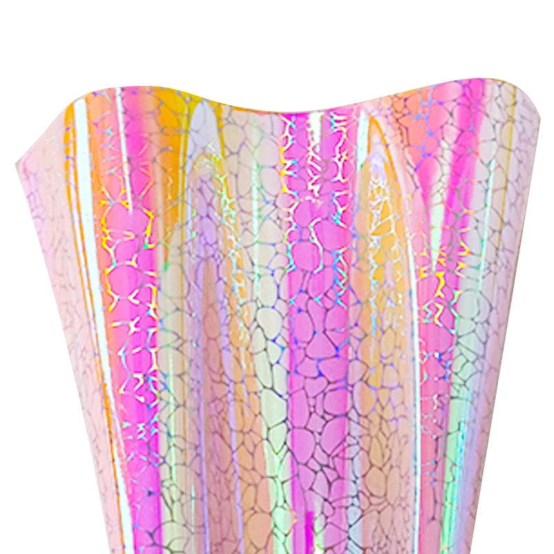 Holographic Crack Pattern Artificial Leather for DIY Luggage Bag Decoration Craft Project Overseas Warehouse Spot 30X135cm