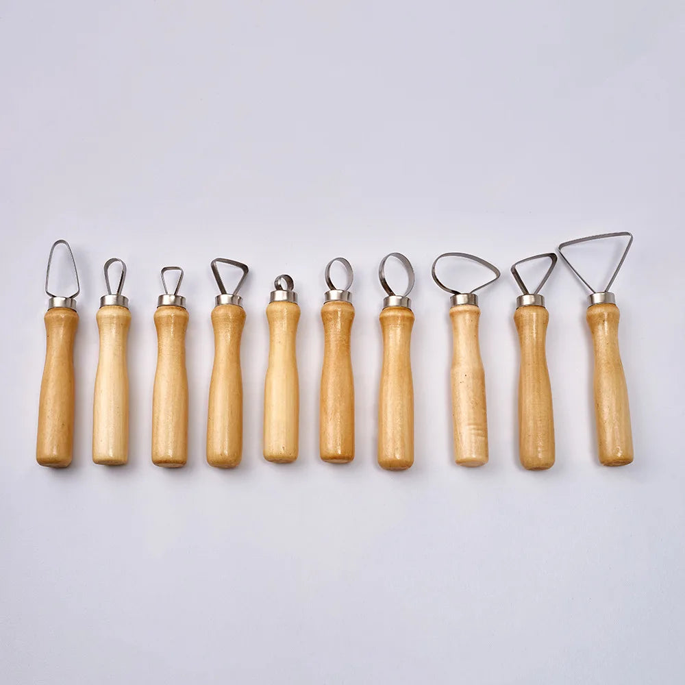 10Pcs Pottery Ceramics Tool Wood Pottery Clay Sculpture Big Loop Tool for Sculpture Studio