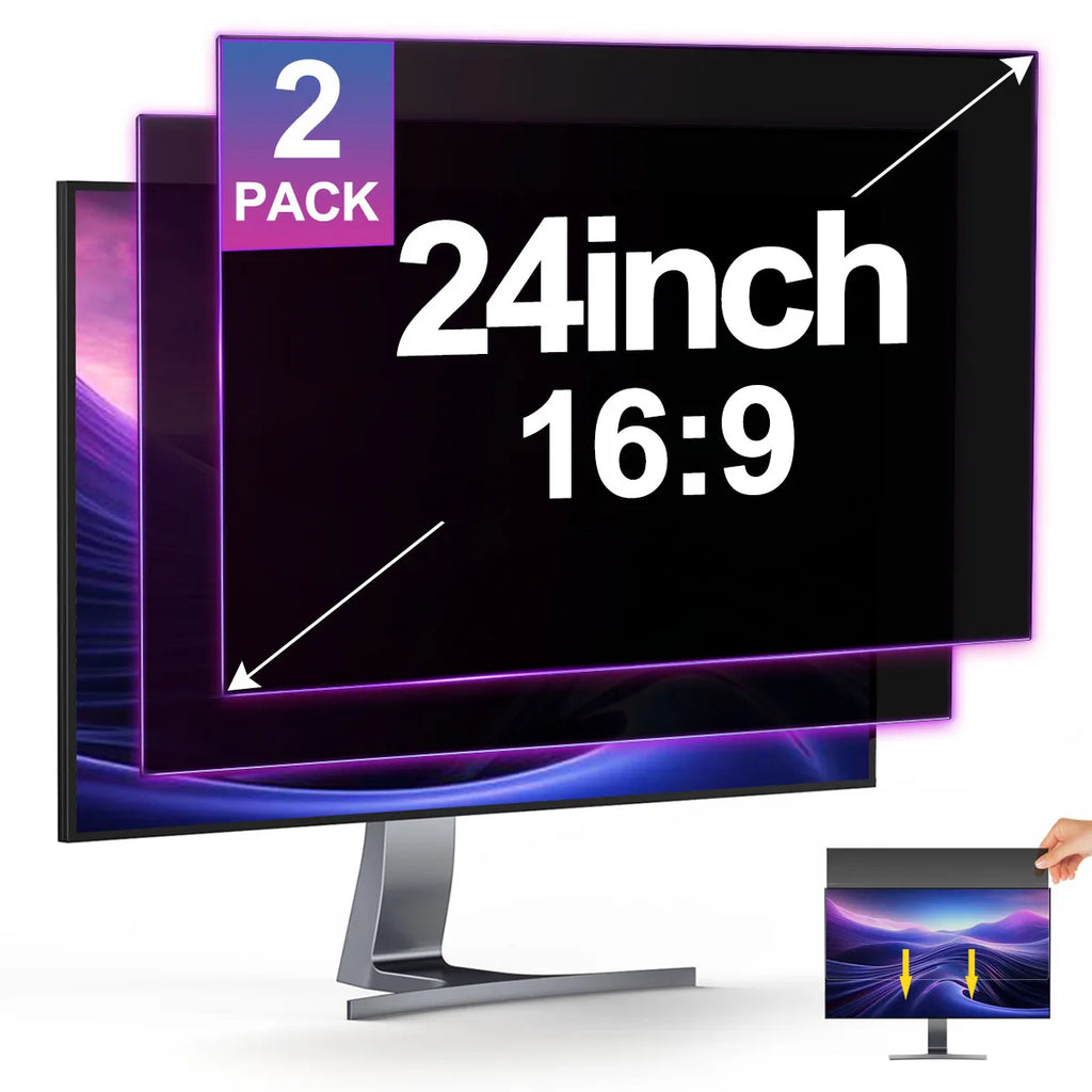 2-Pack 24 Inch Privacy Screen Protector for 16:9 Widescreen Desktop PC Monitor, Anti-Glare Anti Blue Light Screen Protector