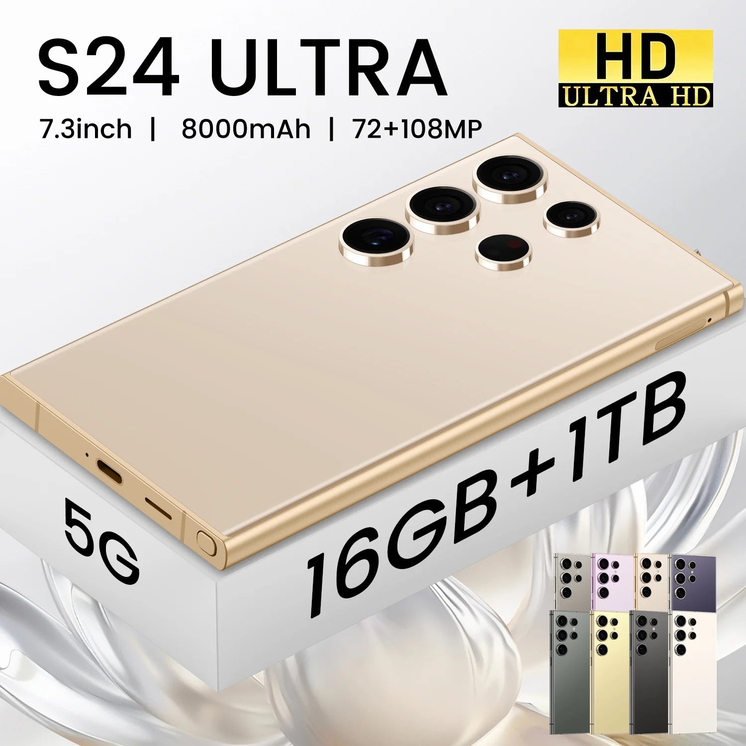 2025 S24 ULTRA 5G Smartphone Unlocked Android with Global Version 16GB+1TB Dual Sim 108MP French Big Screen 5G Mobile Phone