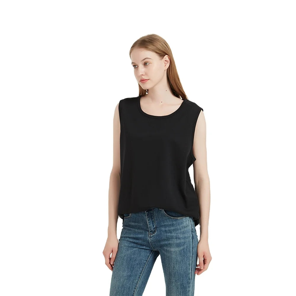5G Radiation Protection  Silver Cotton EMF Shielding RFID Blocking Tank Top