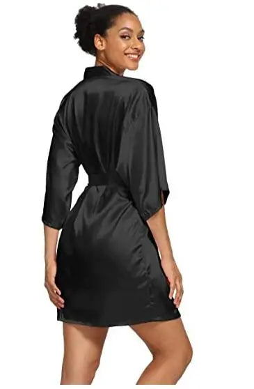 Summer Champagne Chinese Bride Wedding Robe Satin Sleepwear Women Nightgown Sexy Nightdress Lady Kimono Bathrobe Gown Negligee